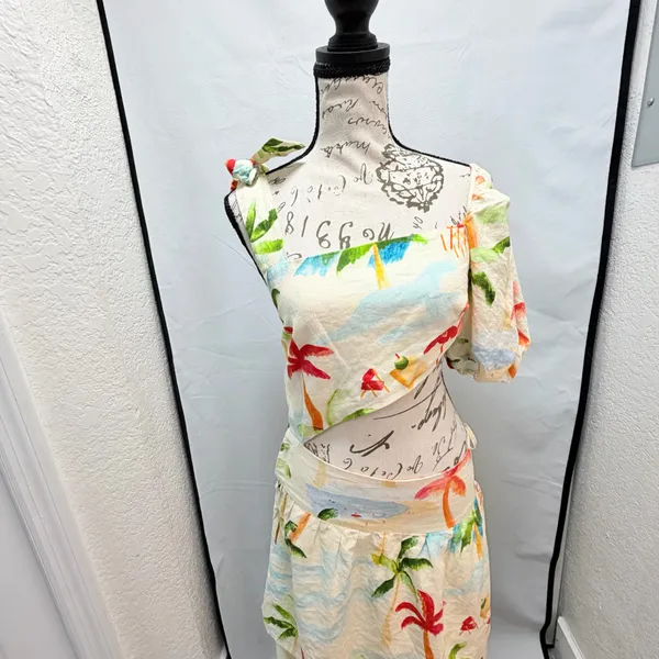 Farm Rio Asymmetric Cut-Out Tropical Dress Size XS - Skirt Altered/Modified - Image 4