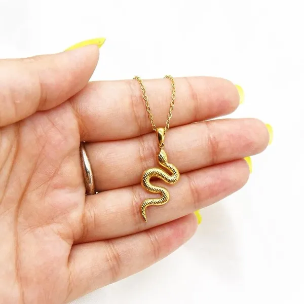 Minimal Gold Snake Necklace - Image 4