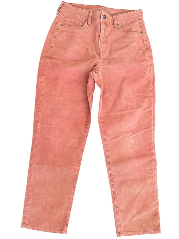 American Eagle Mom Straight Corduroy Jeans High Rise Dusty Rose Pink Size 10 - Image 2