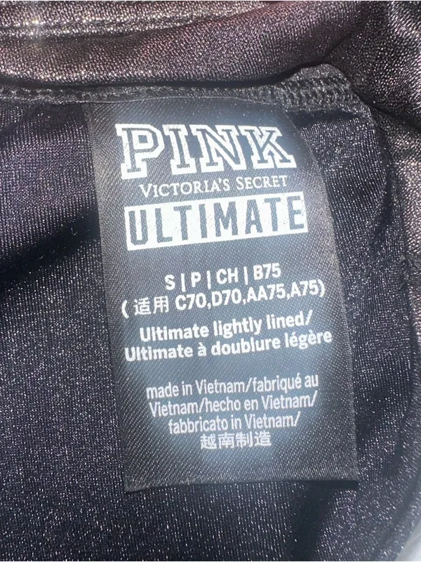 PINK Victoria's Secret Shimmery Black Strappy Bralette - Image 3