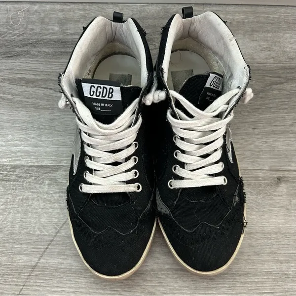 Golden Goose Mid Star Black High Top Skater Sneakers Streetwear Italian Size 37 - Image 4