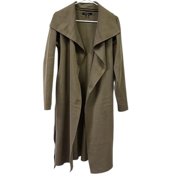 Love Tree Neutral Tan Soft Knit Belted Cardigan Trench Coat Womens Medium - Image 9