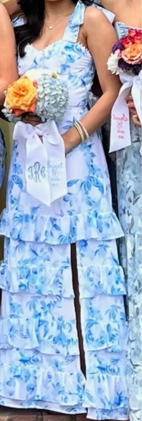 PromMirror Blue Floral Maxi Dress - Image 3