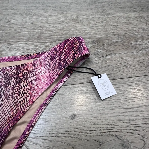 Shade‎ & Shore Pink Snakeskin High Leg Extra Cheeky Bikini Bottom Large NWT - Image 3