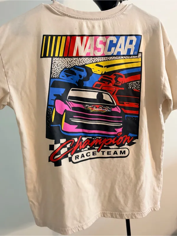 Nascar Cream Tee with Multicolor Racing Logo - Image 6