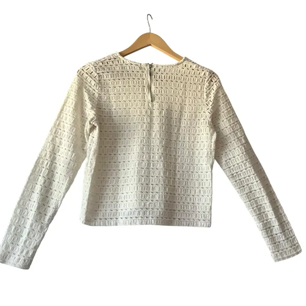 Evolution By Cyrus Chic Cream Textured‎ Cut Out Women's Sz S Blouse Neutral - Image 3