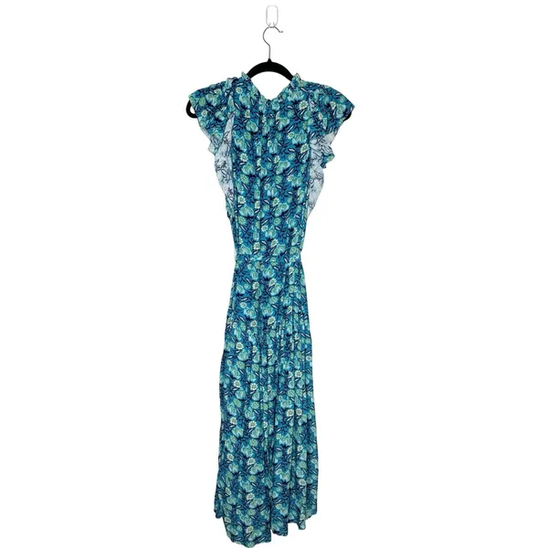 Sundance Tierra Floral Button Down Midi Dress Women's Blue Size Petite Large PL - Image 3