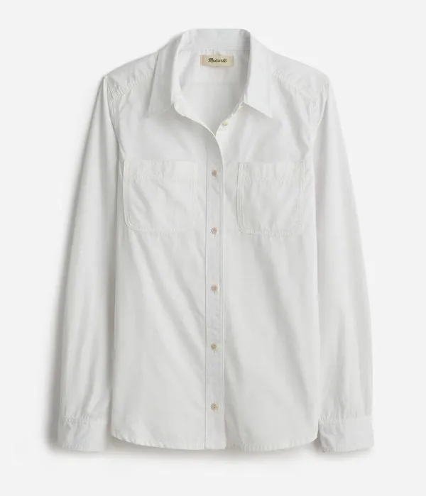 Madewell Denim Button-Up Shirt in Eyelet White: Garment-Dyed Edition Medium NWT - Image 5