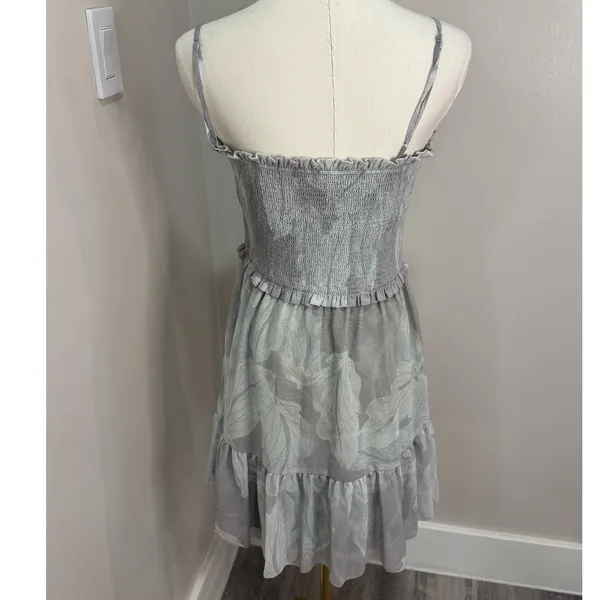 Aritzia Wilfred Catamaran Mini Dress Smocked Gray Medium‎ - Image 3