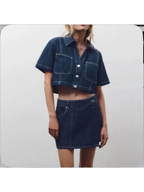 ZARA Dark Wash Denim Skort Set Size S/M NEW NWT - Image 4