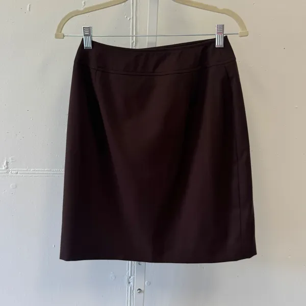 Vintage Lord & Taylor Brown 100% Pure New Wool Button Wrap Mini Skirt Size 4 - Image 2