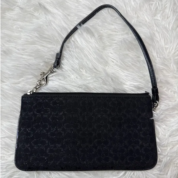 Vintage COACH y2k Black Metallic Silver Signature Canvas Wristlet - Image 2