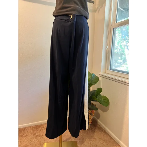 Banana Republic Blue White Athletic Stripe High Rise Wide Leg Dress Pants Size 8 - Image 6