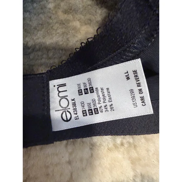 Elomi Charley Underwire Spacer Bra 36DD Black NWT $80 - Image 7