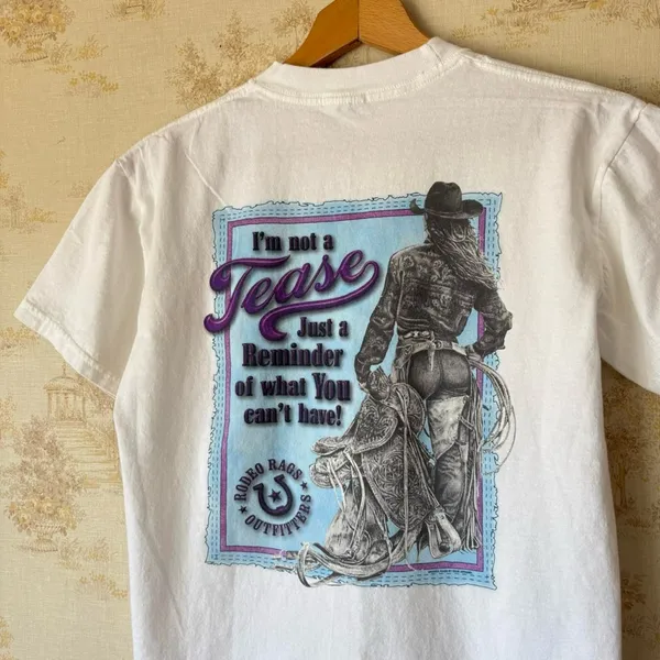 Vintage Y2K I’m Not a Tease Rodeo Rags Outfitters western cowgirl tee S - Image 6