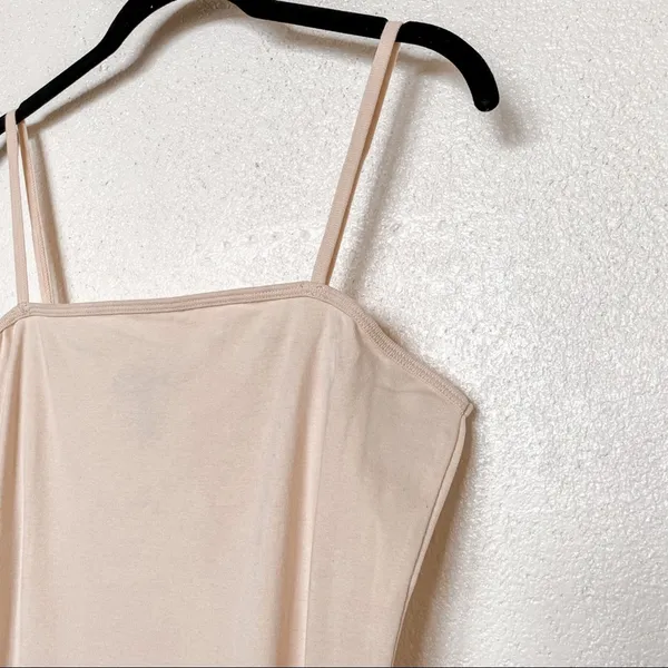 Topshop Nude Bodycon Square Neck Sheath Midi Dress Size 8 - Image 3