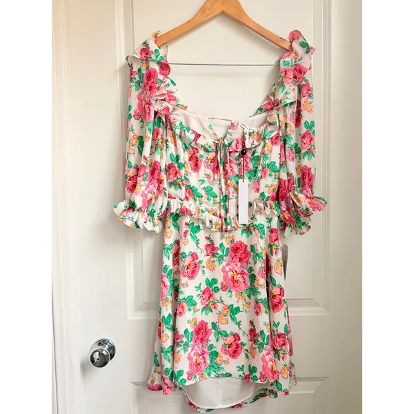 For Love & Lemons NEW Imogen Mini Dress‎ Large Floral Victorian Fate Summer - Image 5