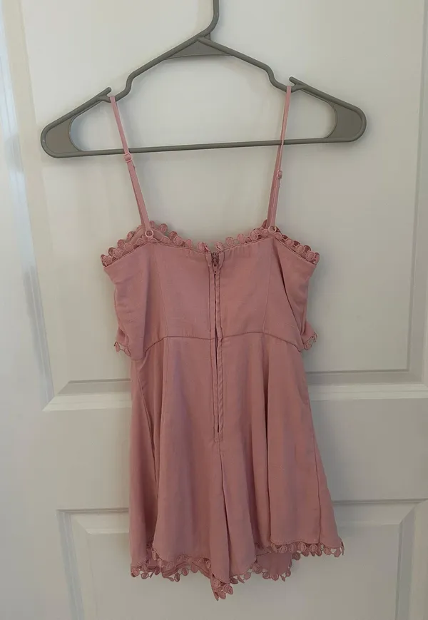 Francesca's Pink Ruffle Wrap Romper - Image 7