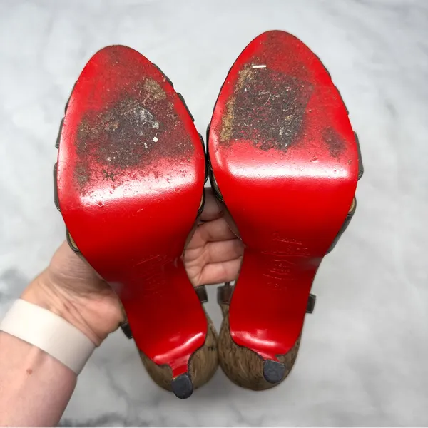 Christian Louboutin Vintage Y2K Activa Leather Cork Strappy Stiletto Heel Sandal - Image 12