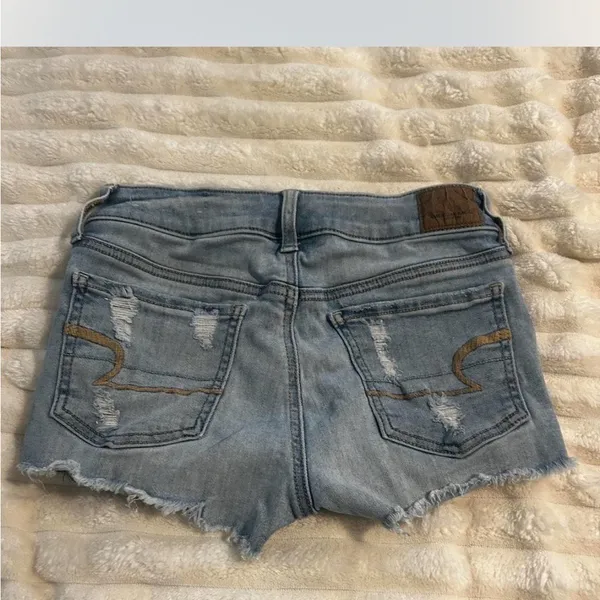 American Eagle Outfitters Blue Jean Shorts Distressed Cut-Off - Image 2