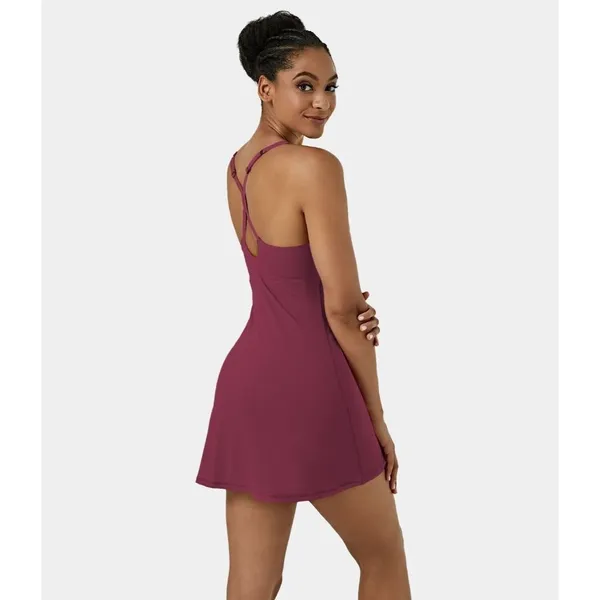 Halara Cloudful Air Fabric 2-in-1 Cool Touch Activity Dress Cordovan Purple M - Image 3