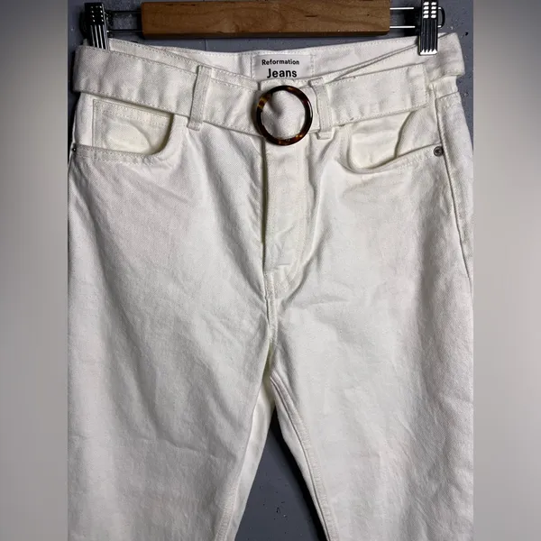 Reformation Cynthia Belted High Rise Straight Jeans Size 26 - Image 5