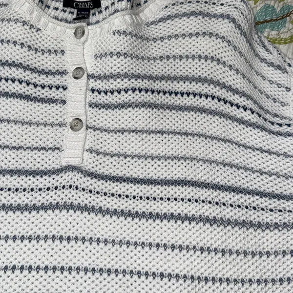 Chaps by Ralph Lauren women's size XL Blue and White Striped Sweater long sleeve - Image 3