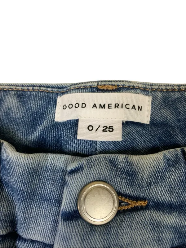 Good American Good Legs High Rise Skinny Stretch Blue Jeans Raw Hem 0 25 - Image 2