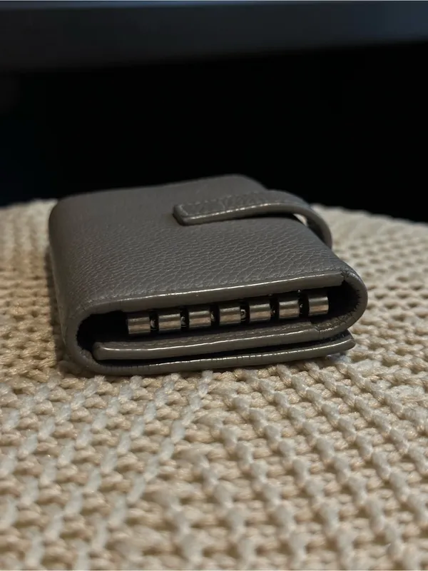 Authentic YSL Gray Pebbled Leather Key Holder with Silver Hardware - Image 12