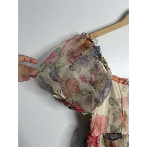 Coco & Jaimeson‎ Floral Puff Sleeve Cottagecore Babydoll Mini Dress Romantic LG - Image 10