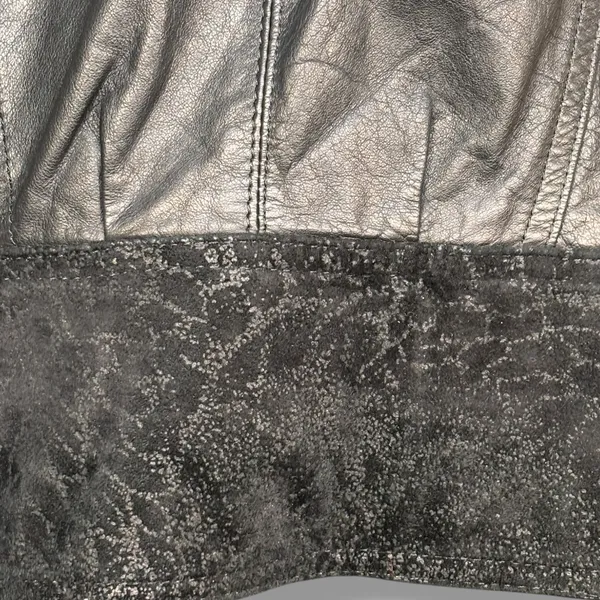 Vintage 80s Black Leather Jacket Suede Embossed Oversized Batwing Belted Moto - Image 8