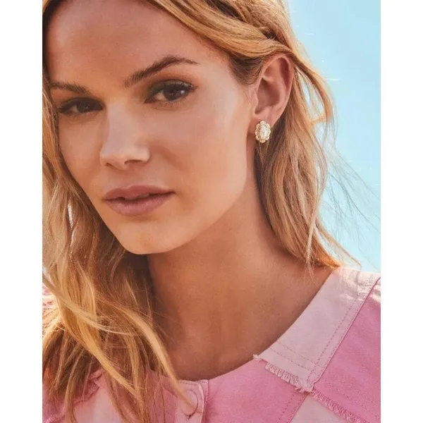 NWT! Kendra Scott Piper Gold Stud Earrings with Blue Stone - Image 3