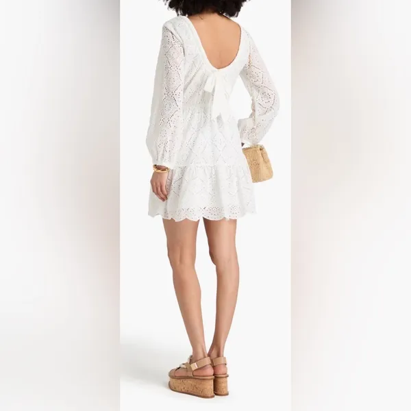 NEW VERONICA BEARD White Eyelet Cotton CALIBRA Mini Sun dress SZ 6 - Image 5