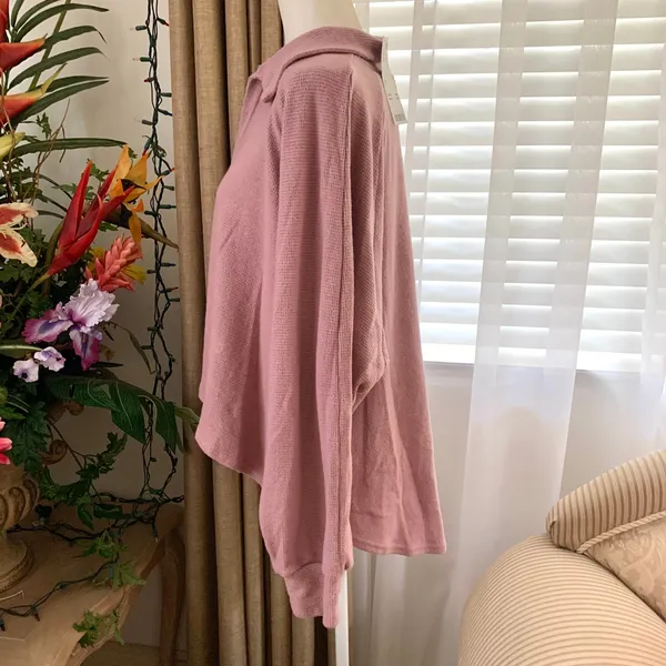 Urban Outfitters Out From Under Cosima Collared Top & Kick Flare Pant SET Mauve - Image 7