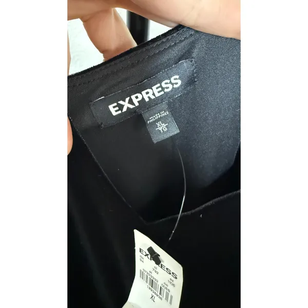 Express Black Velvet V-Neck Double Strap Jumpsuit XL 941332 - Image 4