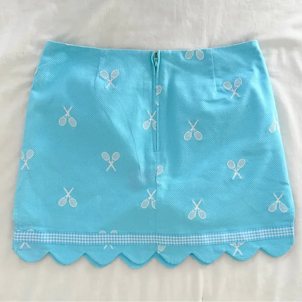 Vintage 90s y2k Lilly Pulitzer Scallop Tennis Mini Skirt - Pool Blue - 2P - Image 5