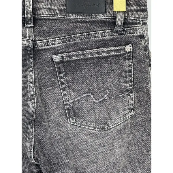 7 For All Mankind Luxe Vintage High Waist Raw Hem Jeans Washed Black Denim 25‎ - Image 6