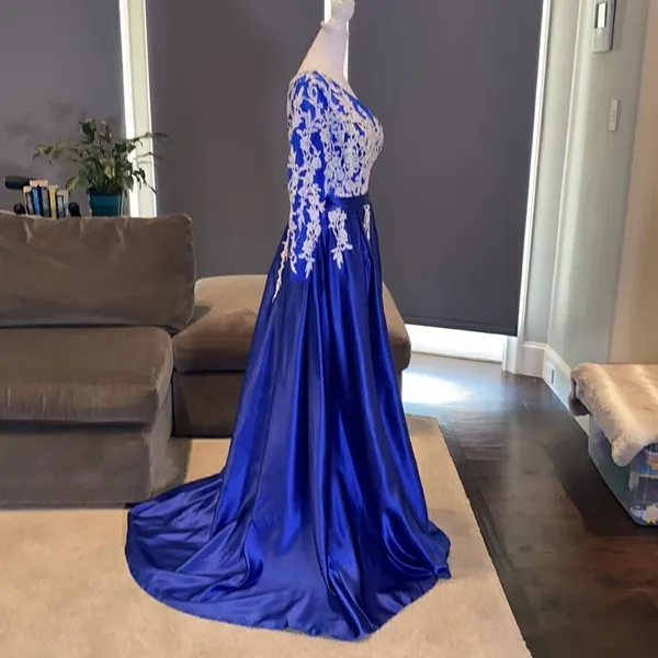 Women’s One Shoulder Full Length Blue Prom Party Dress Size 8 - Image 7
