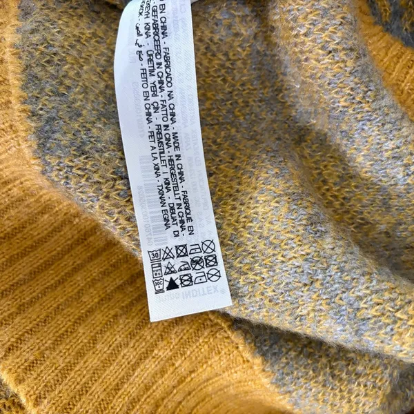ZARA Chunky Wool Sweater Vest Plaid Star Pattern Yellow Gray Academia Small - Image 14