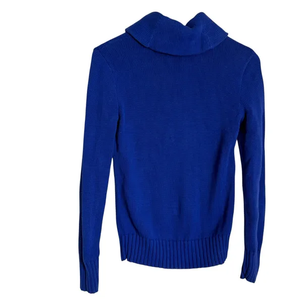 Ralph Lauren Sport Blue Cotton Knit Shawl Collar Long Sleeve Preppy Sweater S - Image 6