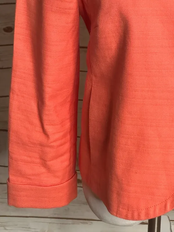 J.Crew coral linen cotton structured collar 3/4 length sleeve blazer Size 10 - Image 3