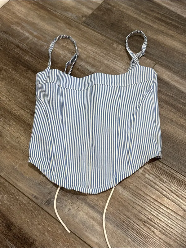edikted blue striped corset tank XS - Image 5