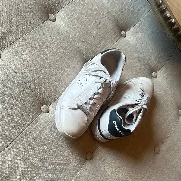 Coach Lowline Leather Optic Sneaker Optic White/Midnight Navy Size 38.5 - Image 3