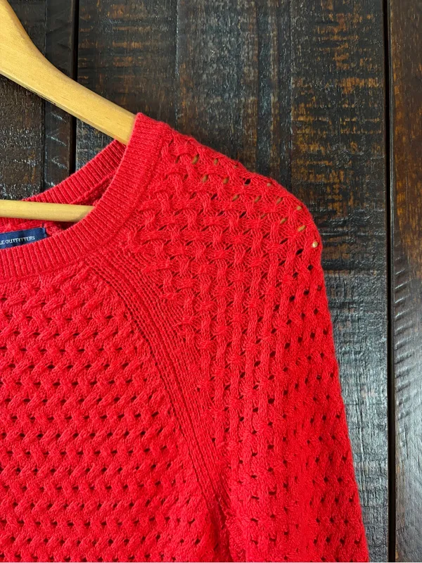 American Eagle Red Open Knit Sweater XS - Image 3