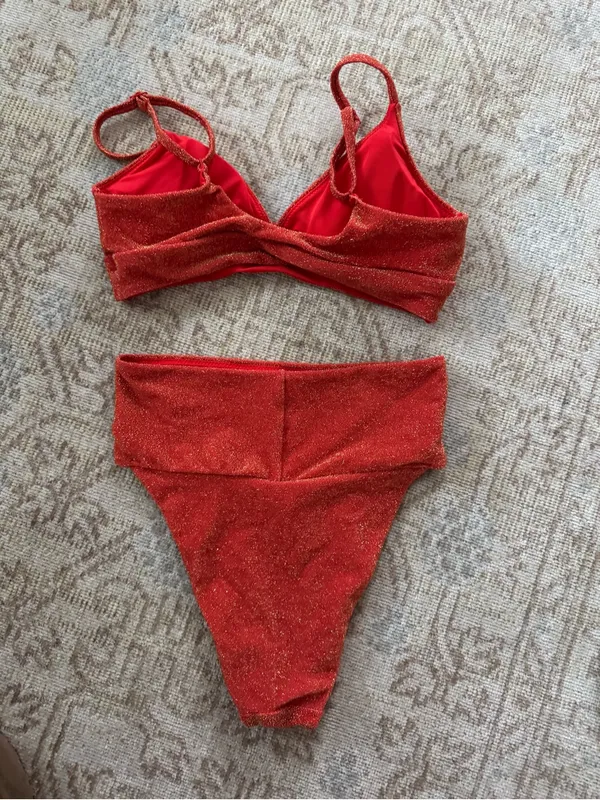 Aerie Sparkling Orange Two-Piece Bikini Set - Image 2