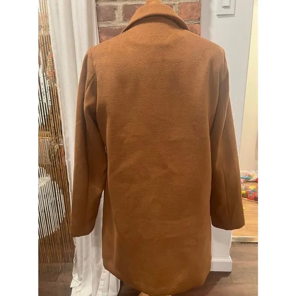 Womens Fall Minimalist Tan Dress Coat Jacket M Forever21 - Image 4