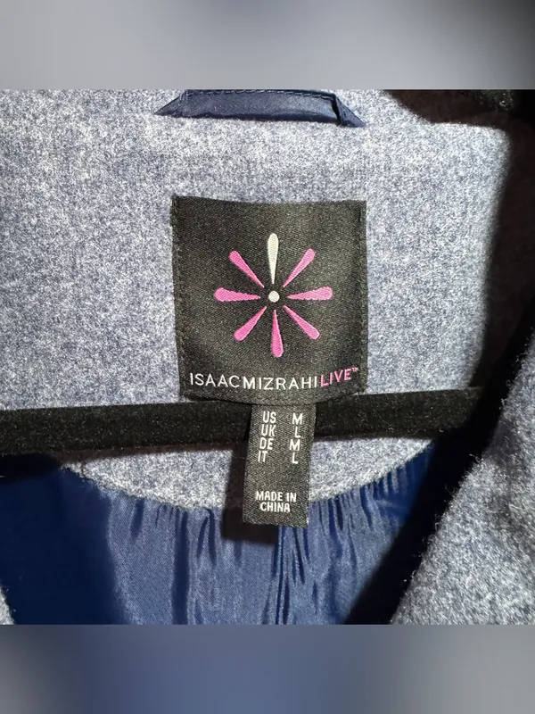 Isaac Mizrahi Live! Colorblock Peacoat Blue Grey Size Medium M Winter Jacket - Image 3