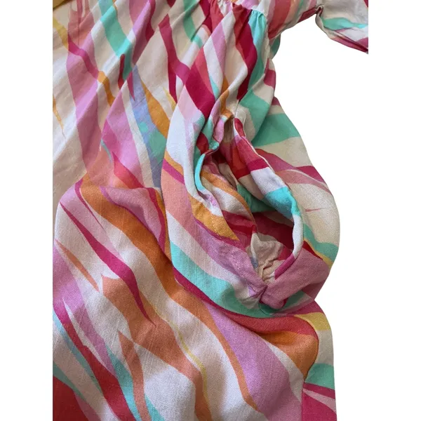 Entro Womens Large Abstract Stripe Babydoll Mini Dress Button Front Tunic D22584 - Image 12