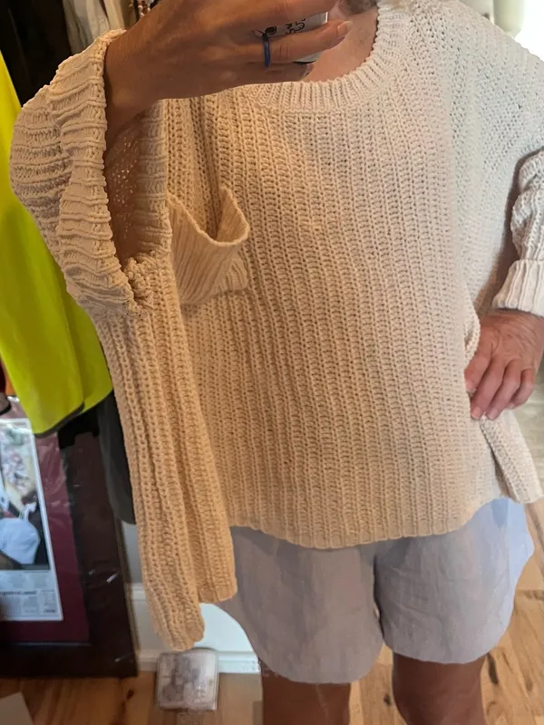 Chunky Knit Sweater Roomy Comfy Crochet Womens One Size - Image 7