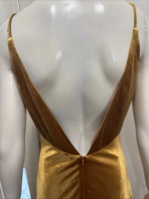 Bardot Capri Marigold Velvet Slip Dress Spaghetti Straps Women's Dress Sz S A3 - Image 9